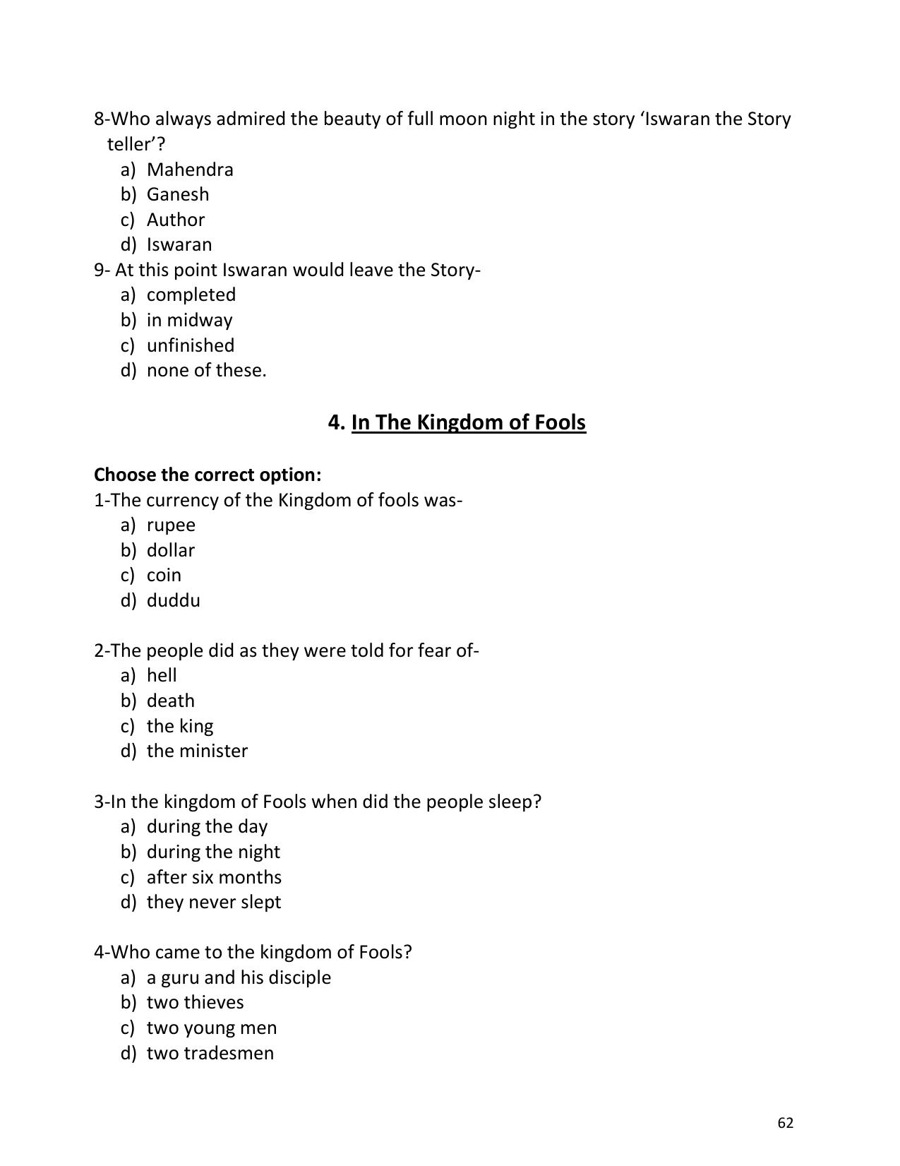 UP Board (UPMSP) Class 9 English Question Bank - Page 62