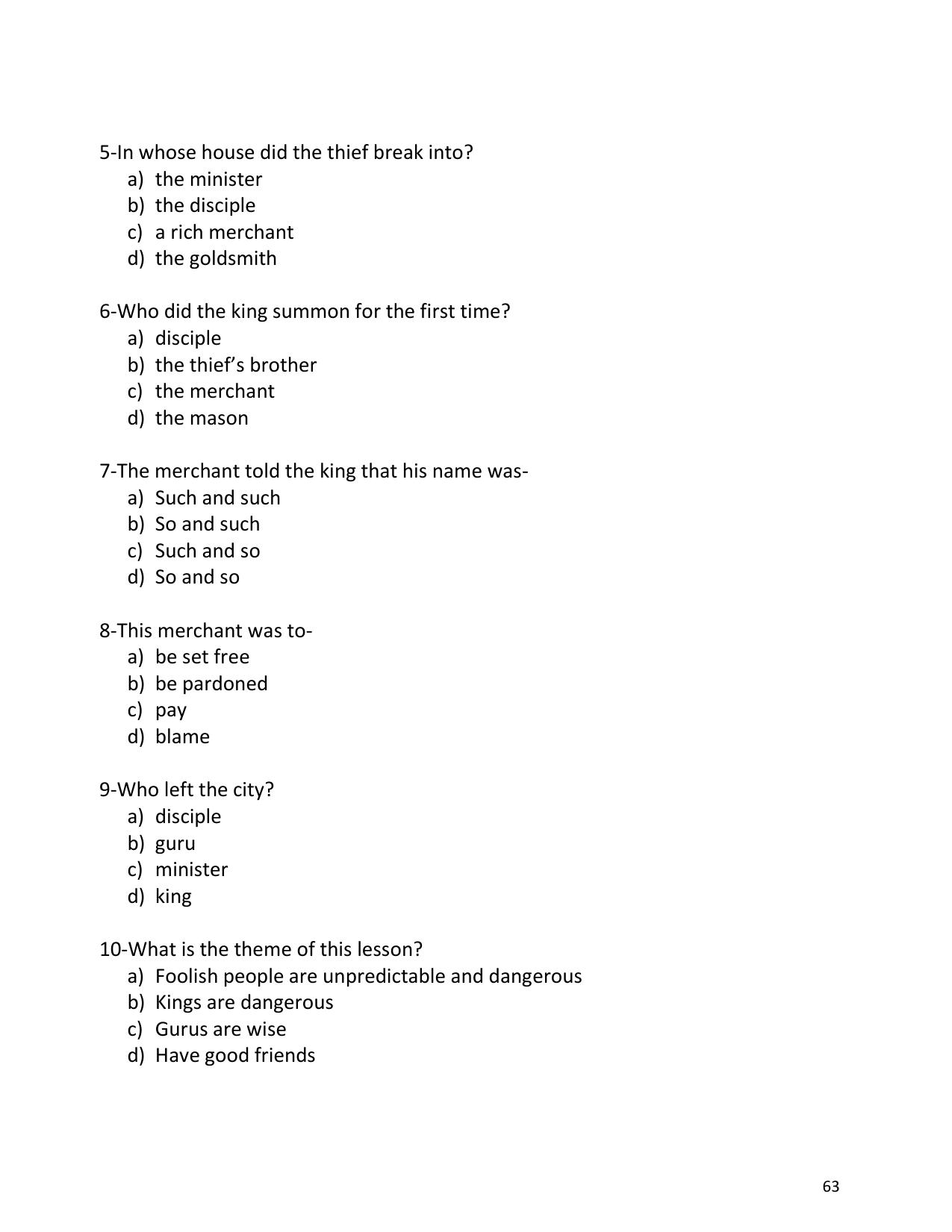 UP Board (UPMSP) Class 9 English Question Bank - Page 63