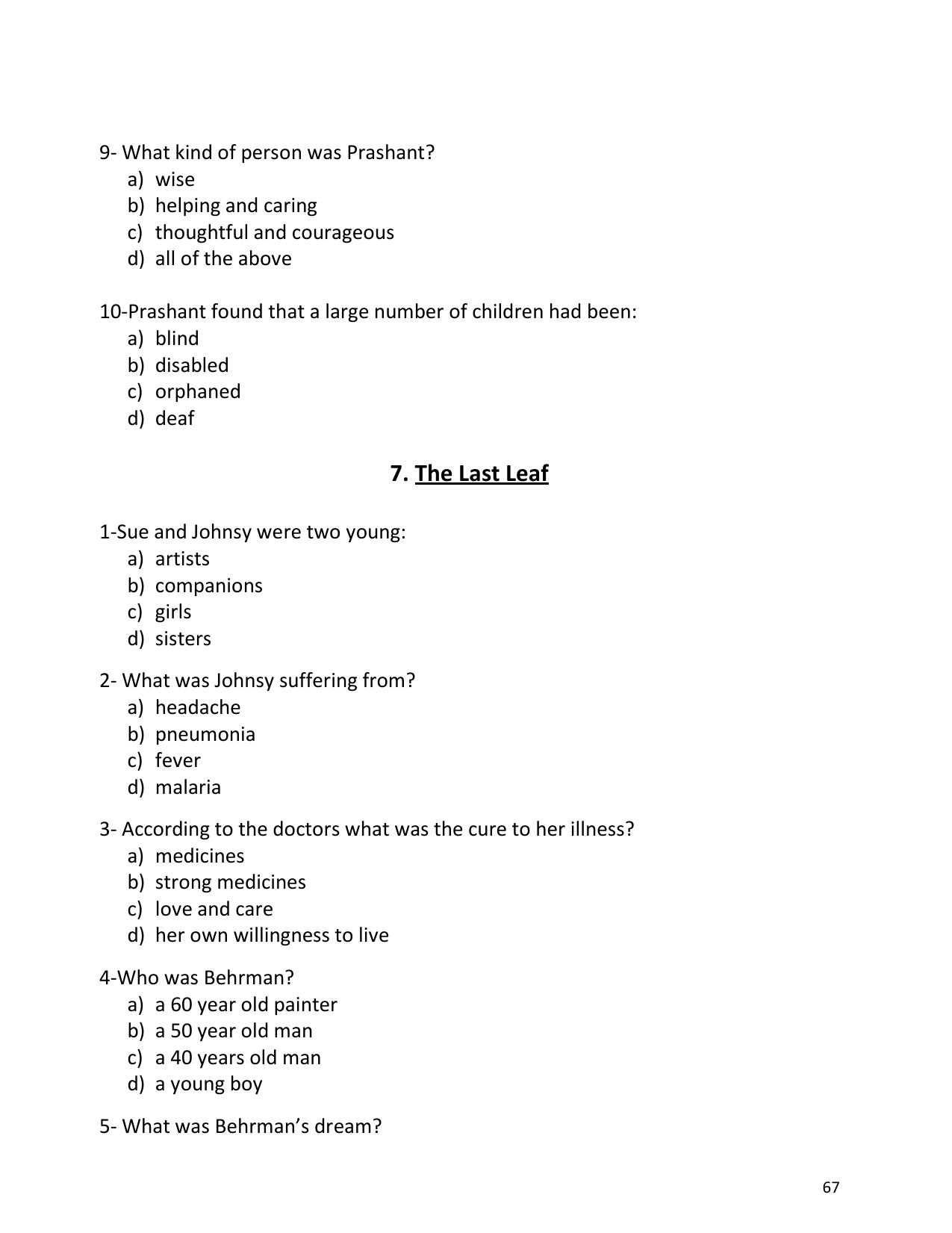 UP Board (UPMSP) Class 9 English Question Bank - Page 67