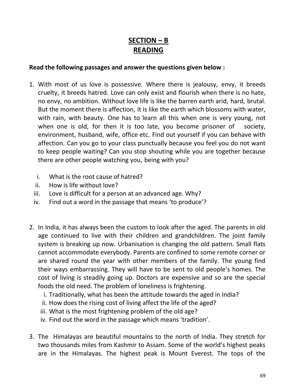 UP Board (UPMSP) Class 9 English Question Bank - Page 69