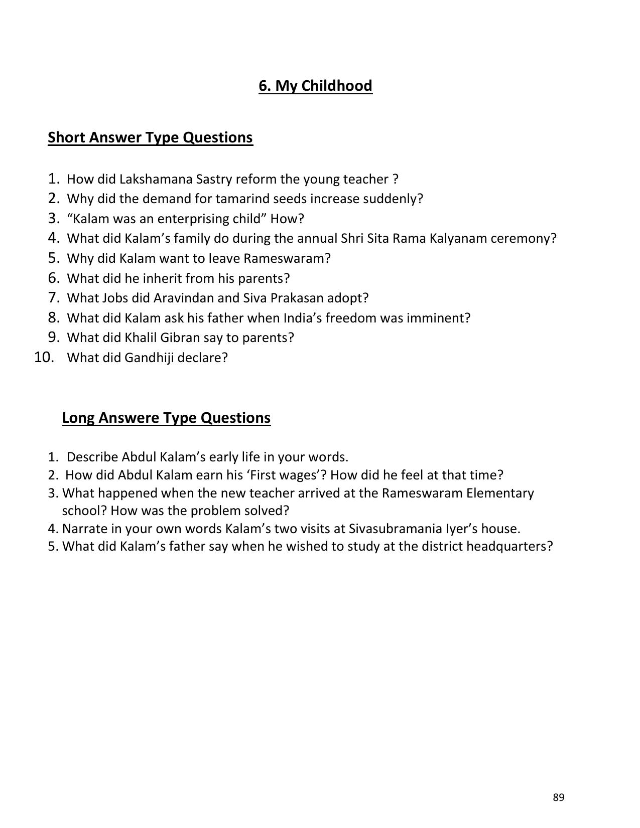 UP Board (UPMSP) Class 9 English Question Bank - Page 89
