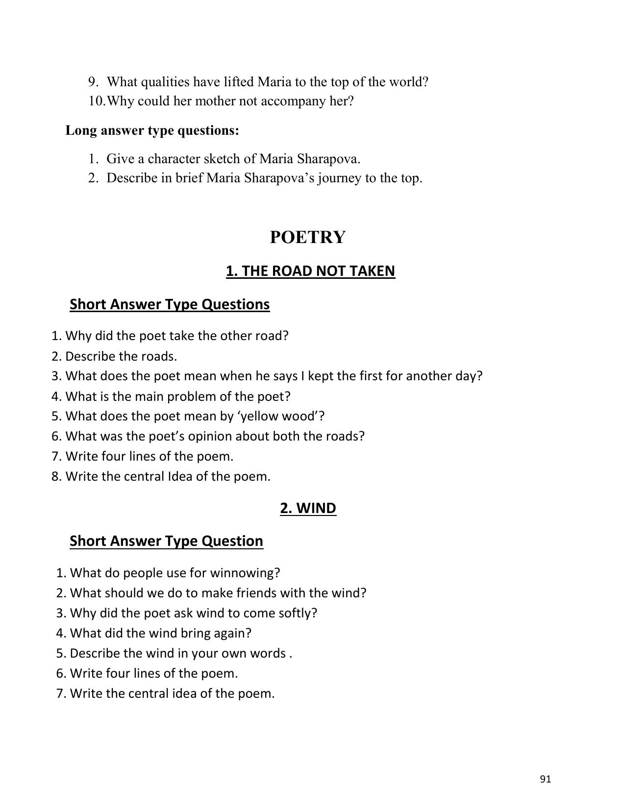UP Board (UPMSP) Class 9 English Question Bank - Page 91