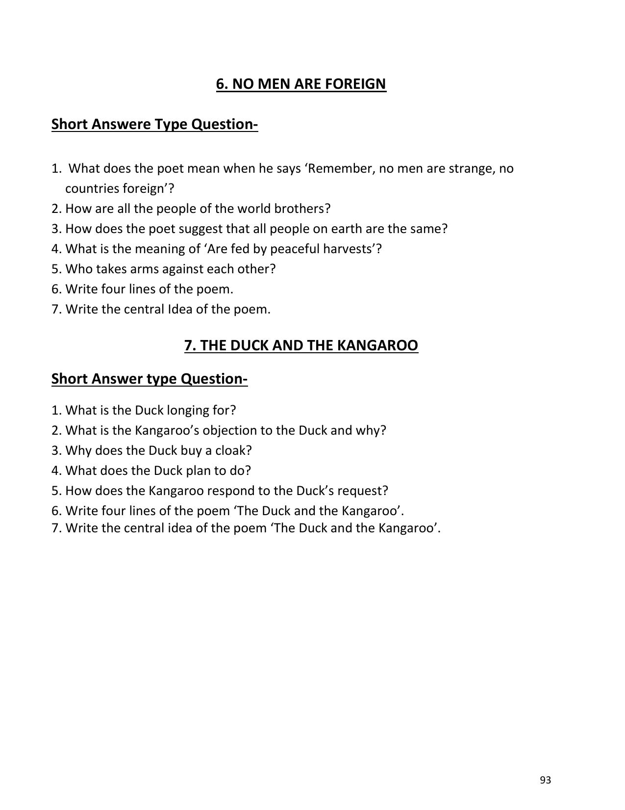 UP Board (UPMSP) Class 9 English Question Bank - Page 93