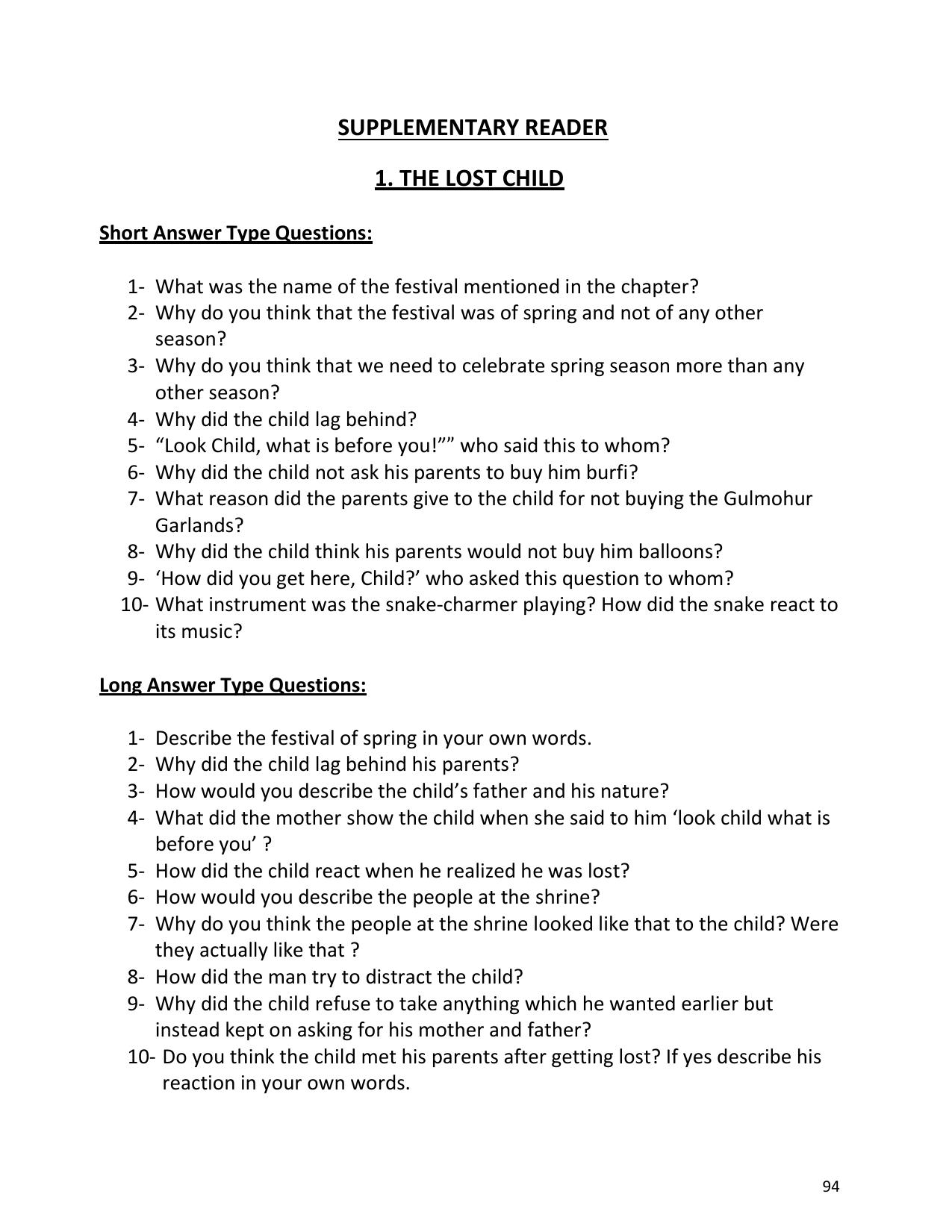 UP Board (UPMSP) Class 9 English Question Bank - Page 94