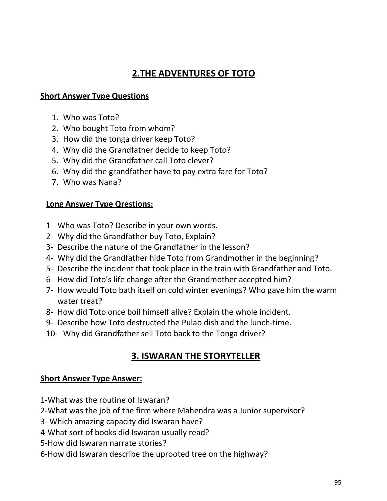 UP Board (UPMSP) Class 9 English Question Bank - Page 95