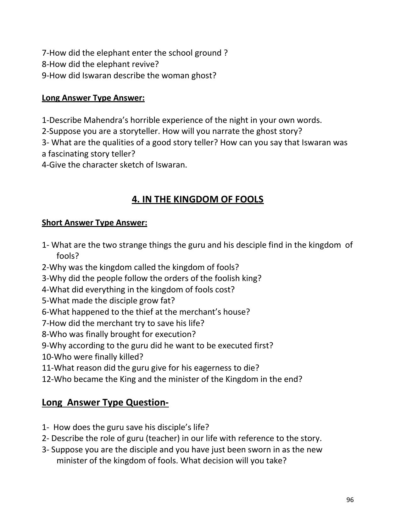 UP Board (UPMSP) Class 9 English Question Bank - Page 96
