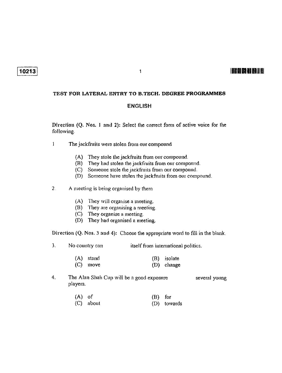 CUSAT CAT 2013 Lateral Entry Question Paper - Page 2