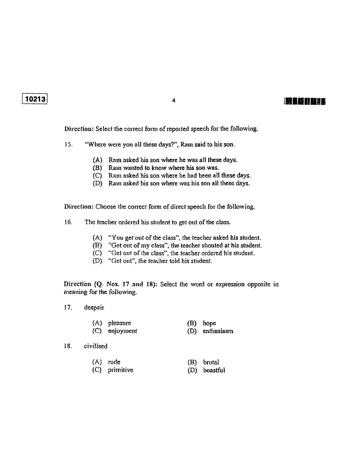 CUSAT CAT 2013 Lateral Entry Question Paper - Page 5