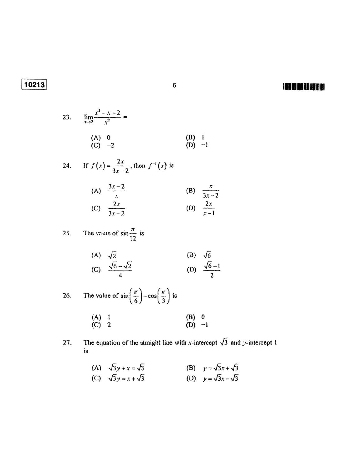 CUSAT CAT 2013 Lateral Entry Question Paper - Page 7