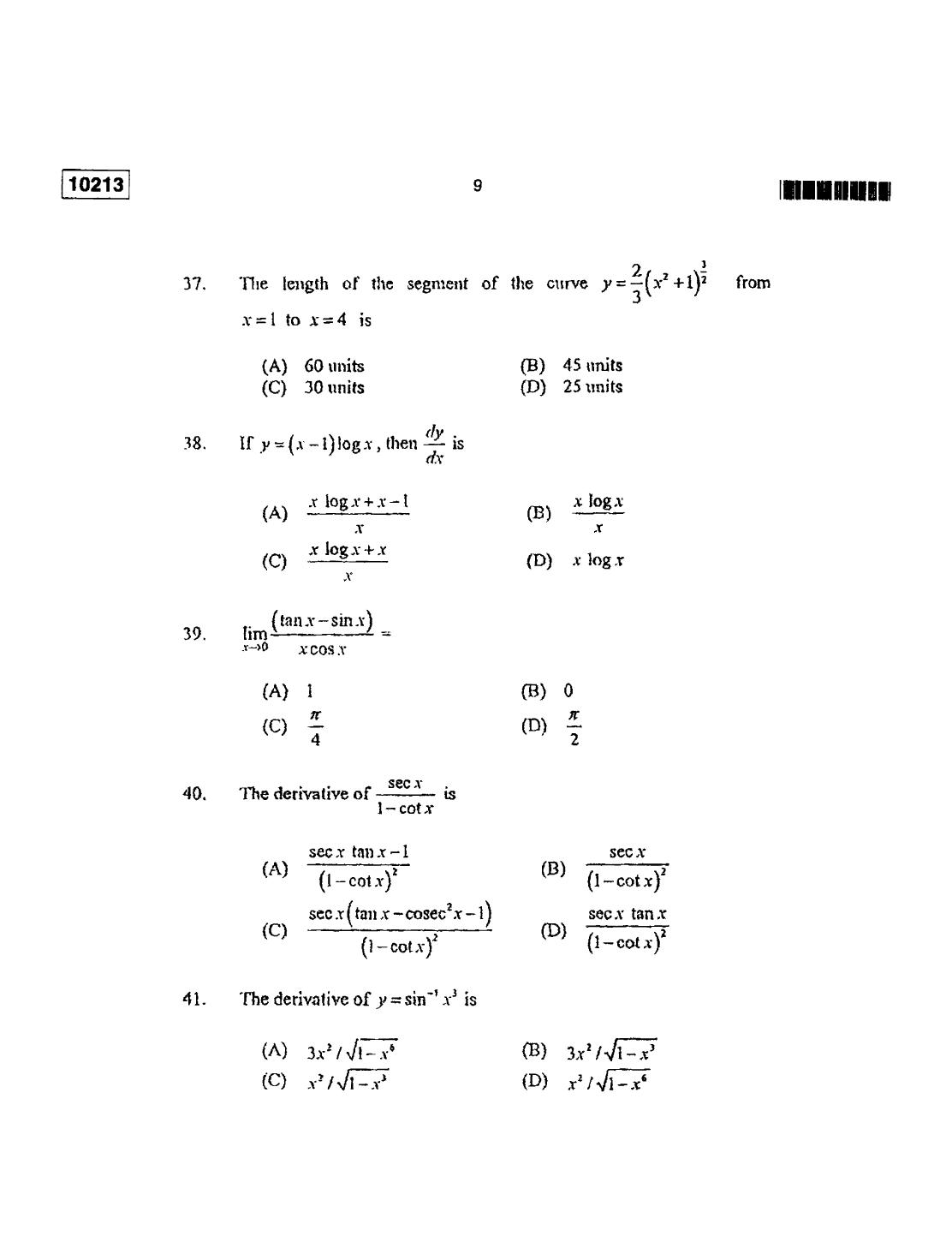 CUSAT CAT 2013 Lateral Entry Question Paper - Page 10