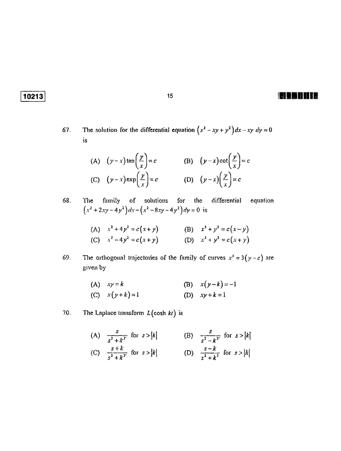 CUSAT CAT 2013 Lateral Entry Question Paper - Page 16