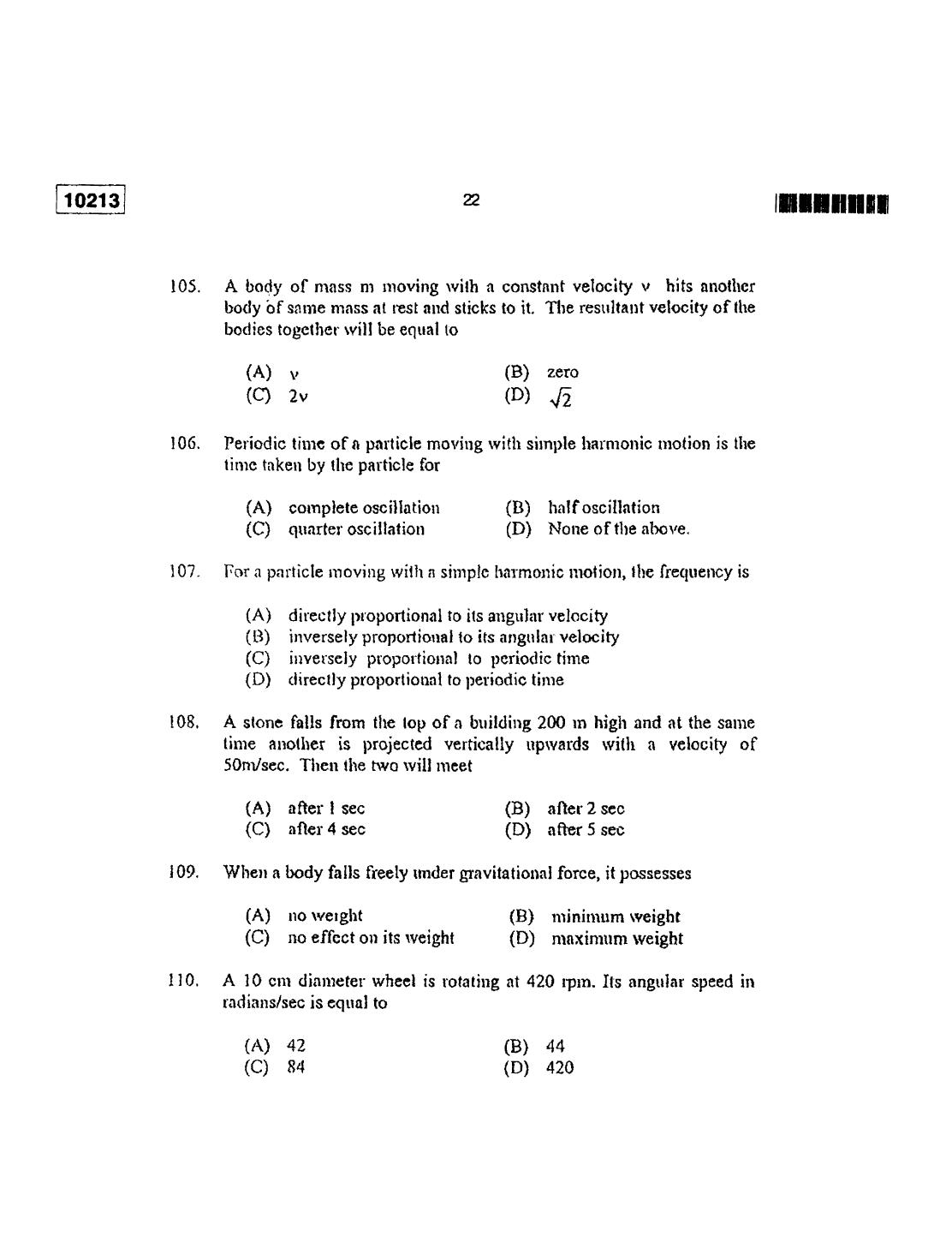 CUSAT CAT 2013 Lateral Entry Question Paper - Page 23