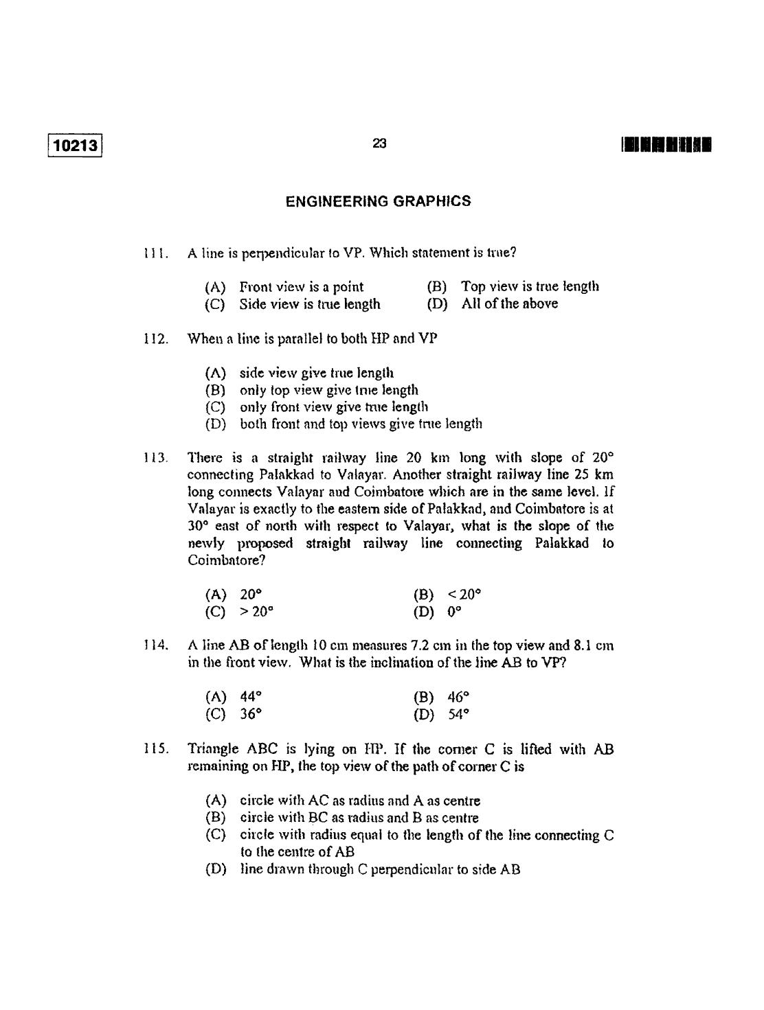 CUSAT CAT 2013 Lateral Entry Question Paper - Page 24