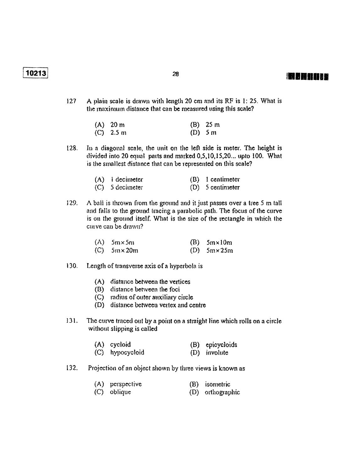CUSAT CAT 2013 Lateral Entry Question Paper - Page 29