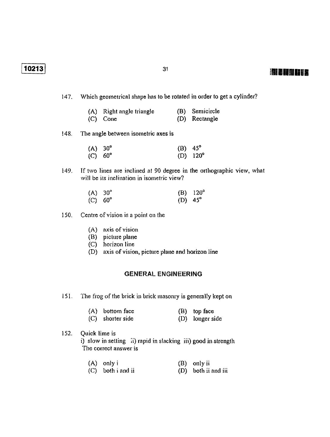 CUSAT CAT 2013 Lateral Entry Question Paper - Page 32
