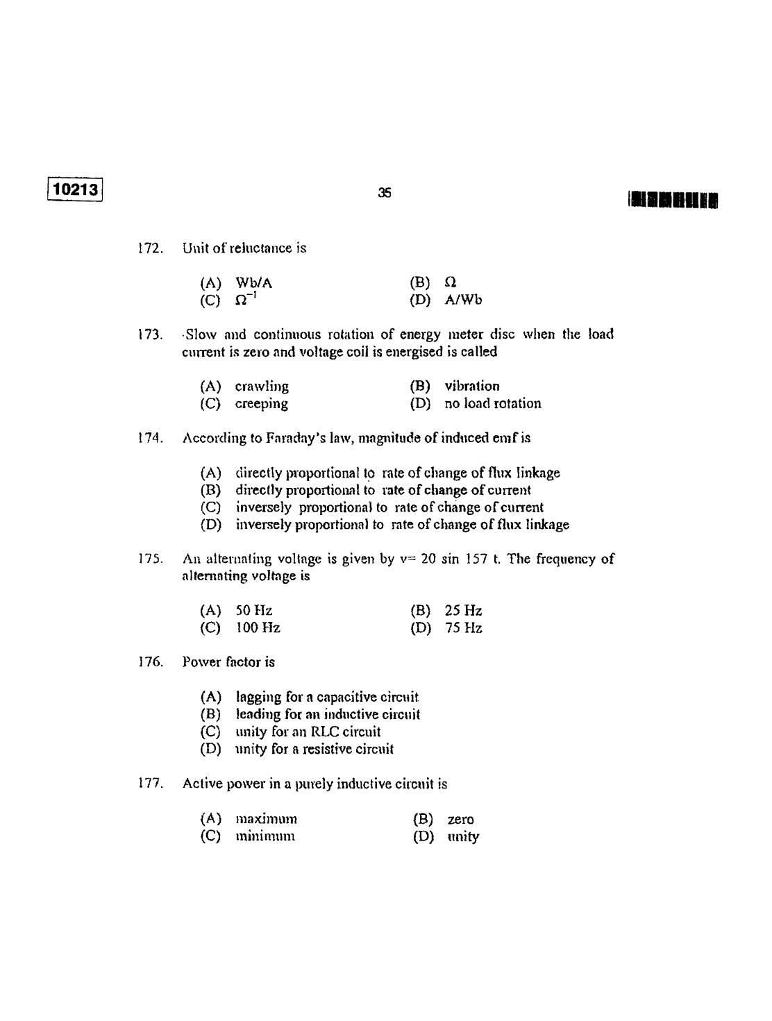 CUSAT CAT 2013 Lateral Entry Question Paper - Page 36
