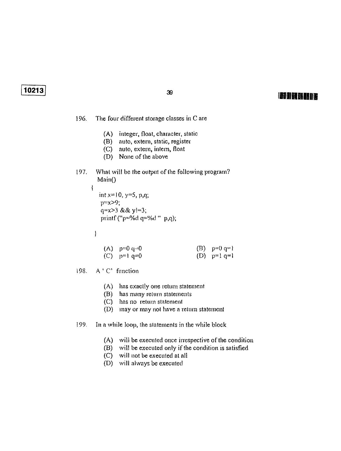 CUSAT CAT 2013 Lateral Entry Question Paper - Page 40