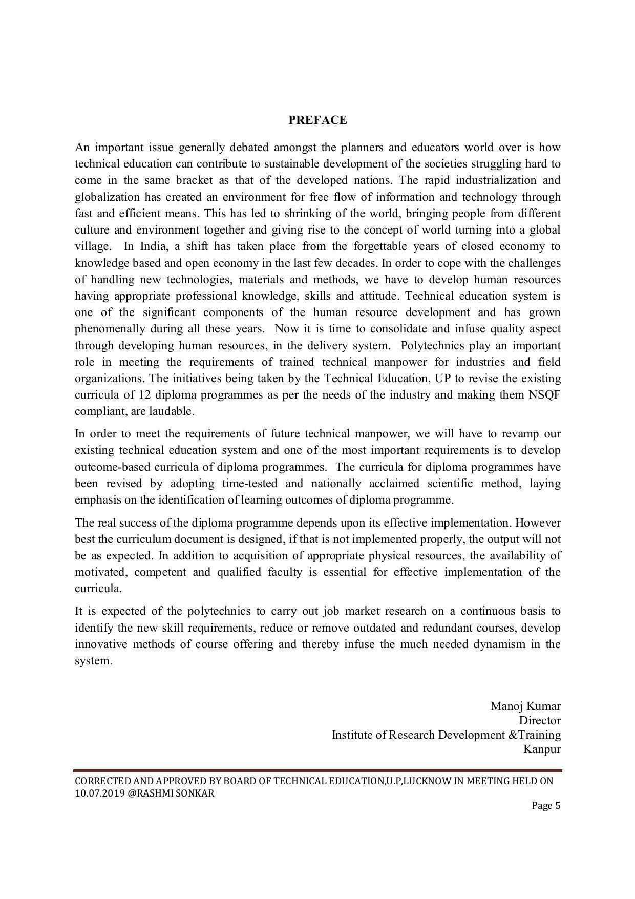 EFFECTIVE FROM JULY 2019-20 - SIX SEMESTER DIPLOMA COURSE IN CIVIL ENGINEERING (ENVIR. POLL. &CON) - Page 5