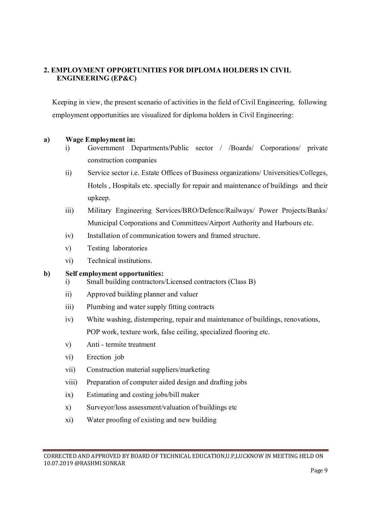 EFFECTIVE FROM JULY 2019-20 - SIX SEMESTER DIPLOMA COURSE IN CIVIL ENGINEERING (ENVIR. POLL. &CON) - Page 9