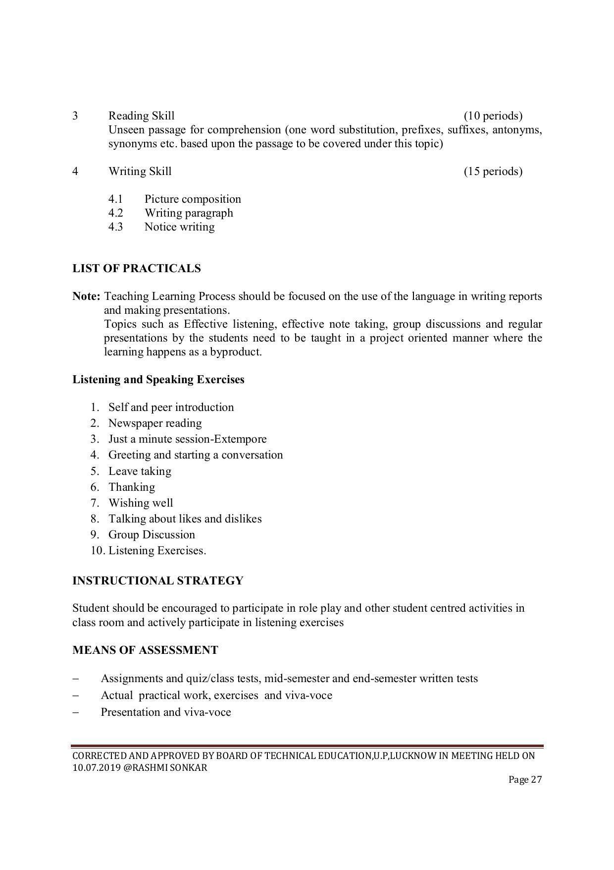 EFFECTIVE FROM JULY 2019-20 - SIX SEMESTER DIPLOMA COURSE IN CIVIL ENGINEERING (ENVIR. POLL. &CON) - Page 27