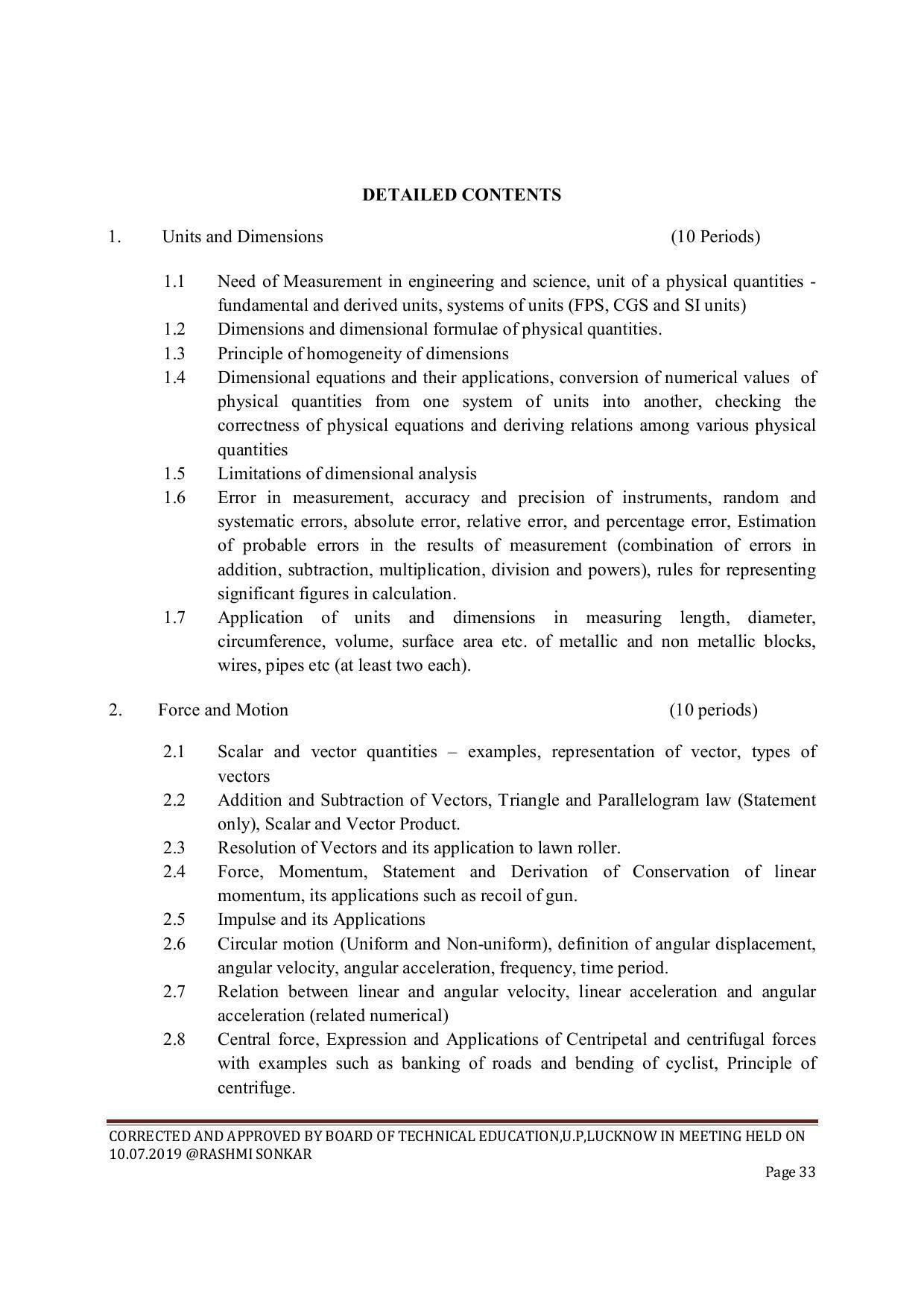 EFFECTIVE FROM JULY 2019-20 - SIX SEMESTER DIPLOMA COURSE IN CIVIL ENGINEERING (ENVIR. POLL. &CON) - Page 33