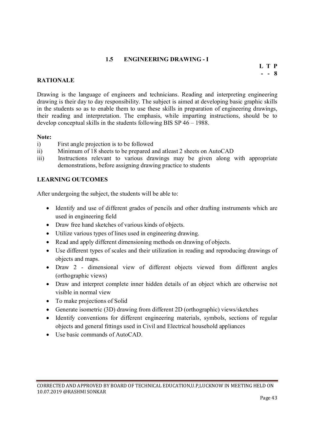 EFFECTIVE FROM JULY 2019-20 - SIX SEMESTER DIPLOMA COURSE IN CIVIL ENGINEERING (ENVIR. POLL. &CON) - Page 43