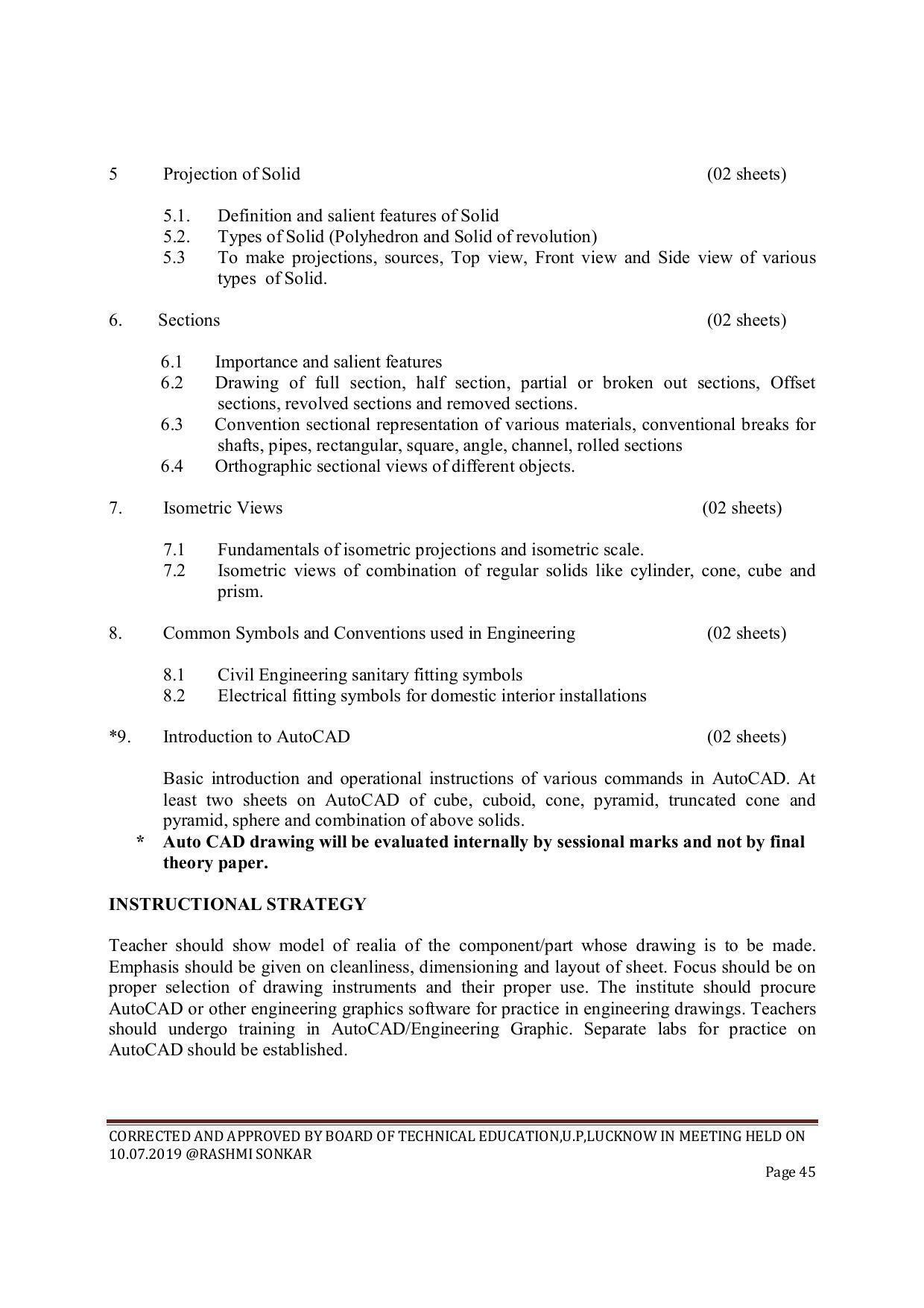 EFFECTIVE FROM JULY 2019-20 - SIX SEMESTER DIPLOMA COURSE IN CIVIL ENGINEERING (ENVIR. POLL. &CON) - Page 45