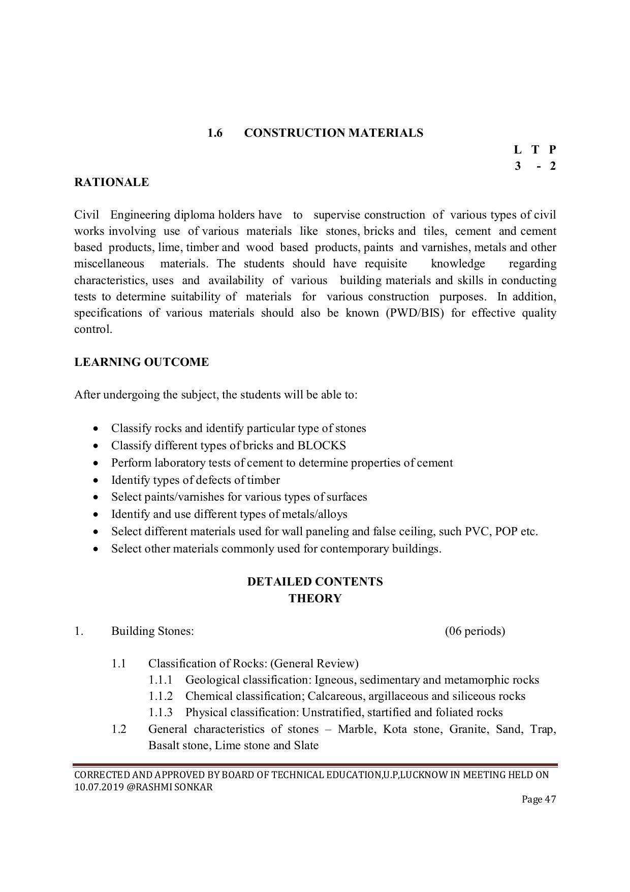 EFFECTIVE FROM JULY 2019-20 - SIX SEMESTER DIPLOMA COURSE IN CIVIL ENGINEERING (ENVIR. POLL. &CON) - Page 47