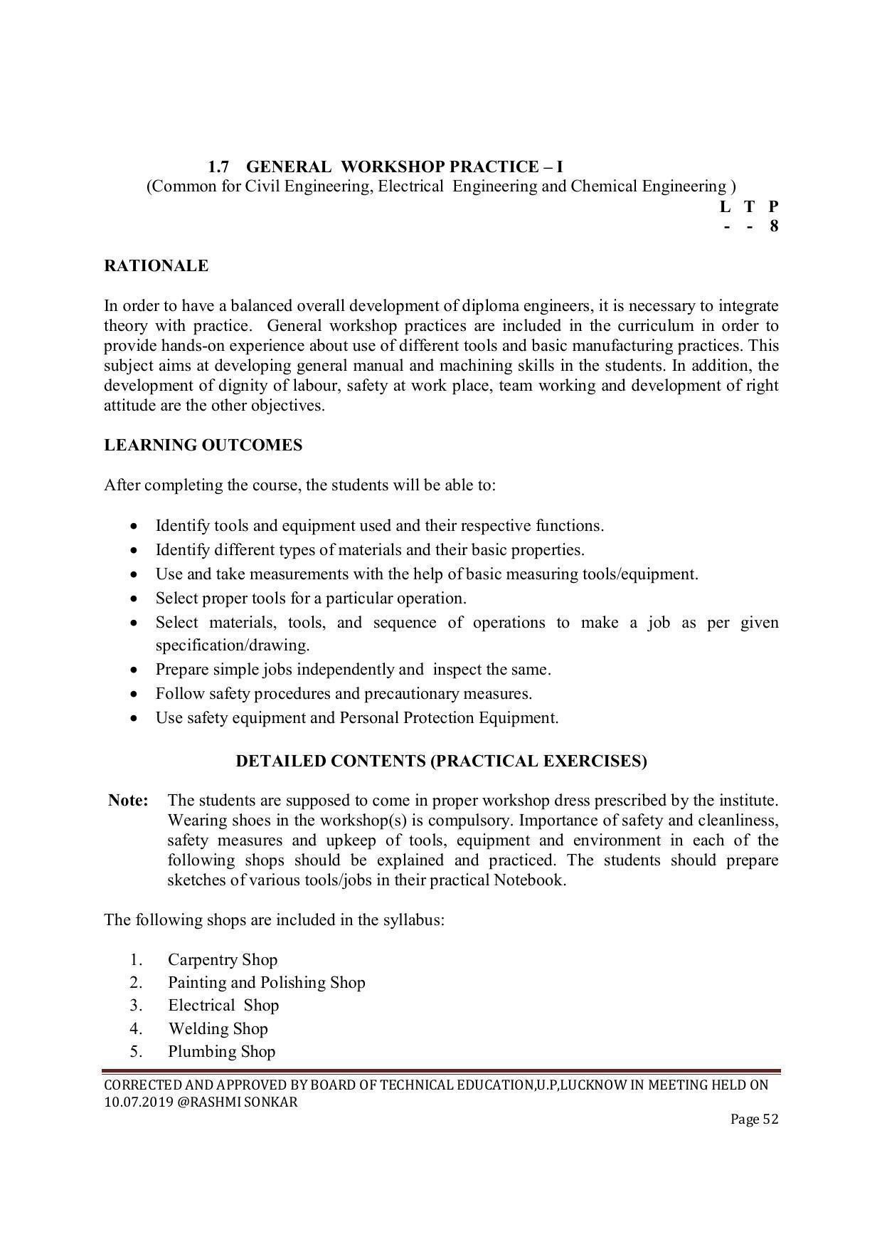 EFFECTIVE FROM JULY 2019-20 - SIX SEMESTER DIPLOMA COURSE IN CIVIL ENGINEERING (ENVIR. POLL. &CON) - Page 52