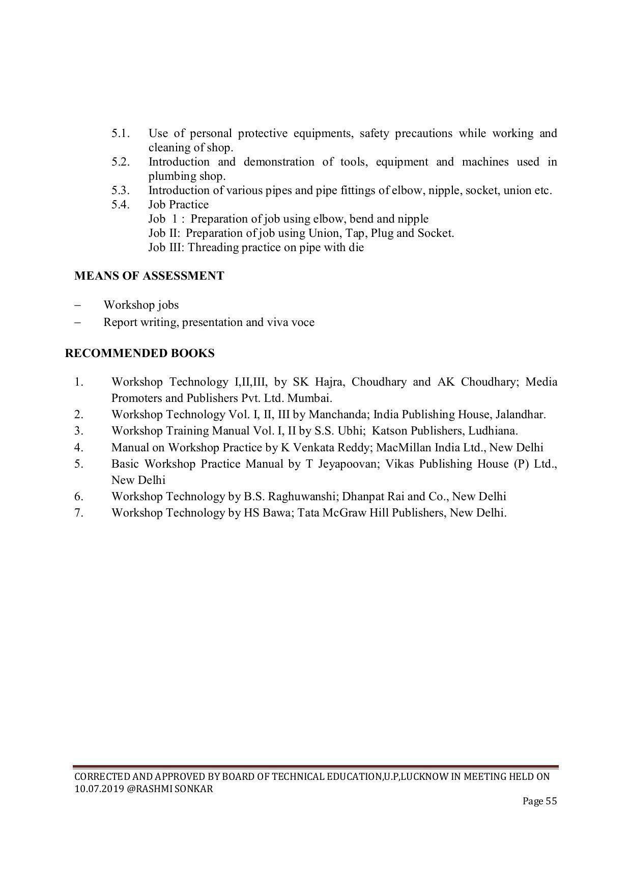 EFFECTIVE FROM JULY 2019-20 - SIX SEMESTER DIPLOMA COURSE IN CIVIL ENGINEERING (ENVIR. POLL. &CON) - Page 55