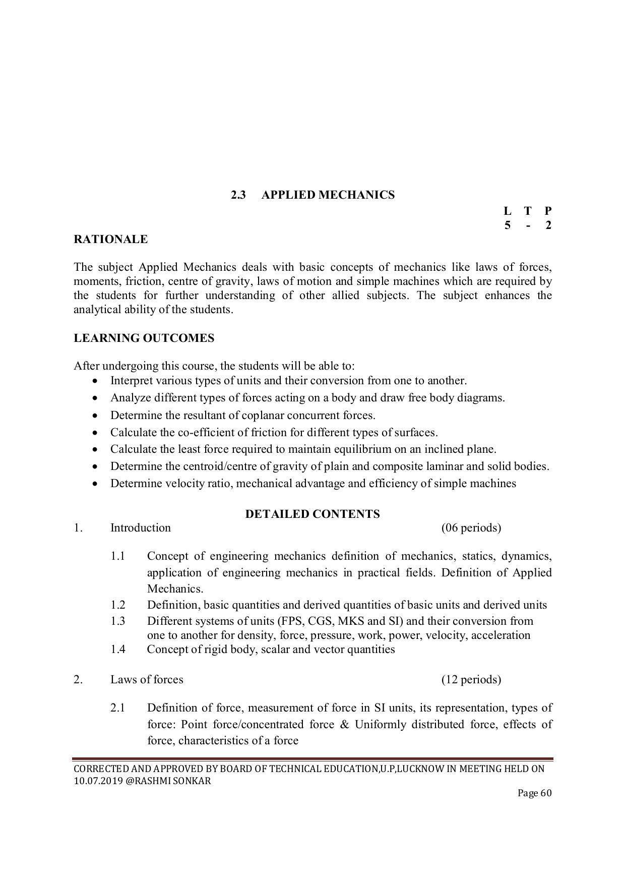 EFFECTIVE FROM JULY 2019-20 - SIX SEMESTER DIPLOMA COURSE IN CIVIL ENGINEERING (ENVIR. POLL. &CON) - Page 60