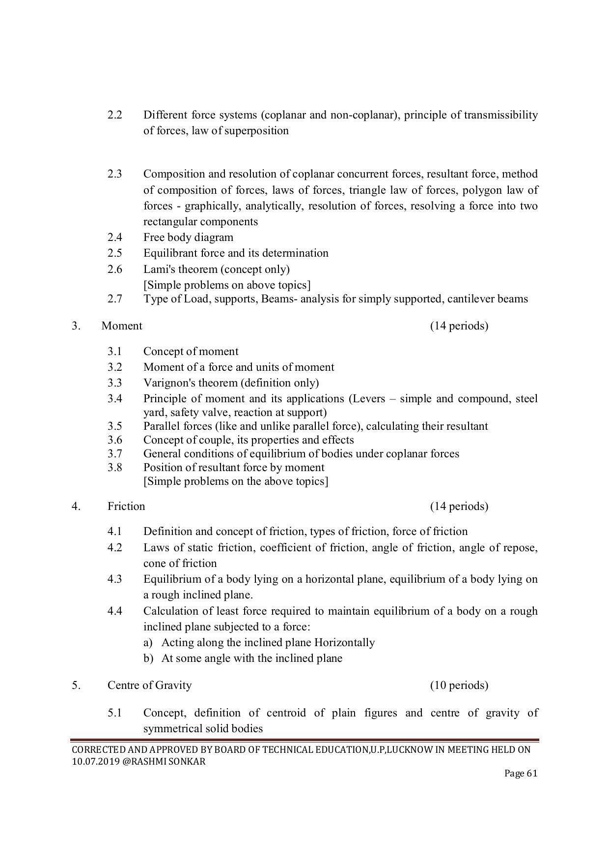 EFFECTIVE FROM JULY 2019-20 - SIX SEMESTER DIPLOMA COURSE IN CIVIL ENGINEERING (ENVIR. POLL. &CON) - Page 61