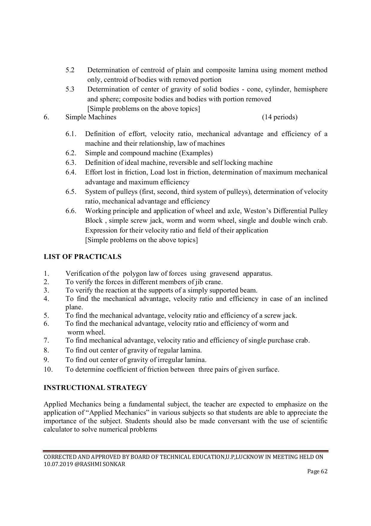 EFFECTIVE FROM JULY 2019-20 - SIX SEMESTER DIPLOMA COURSE IN CIVIL ENGINEERING (ENVIR. POLL. &CON) - Page 62