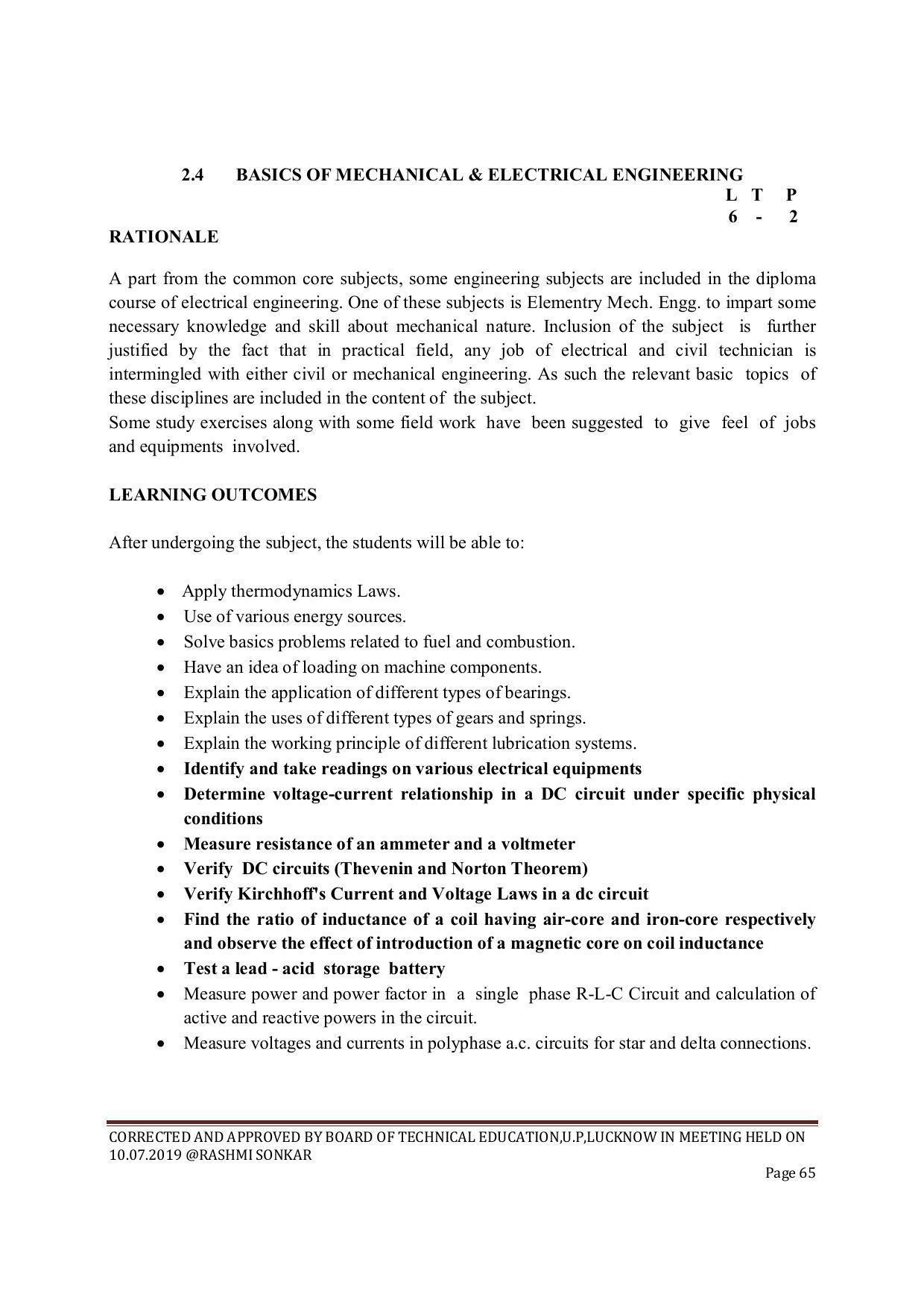 EFFECTIVE FROM JULY 2019-20 - SIX SEMESTER DIPLOMA COURSE IN CIVIL ENGINEERING (ENVIR. POLL. &CON) - Page 65