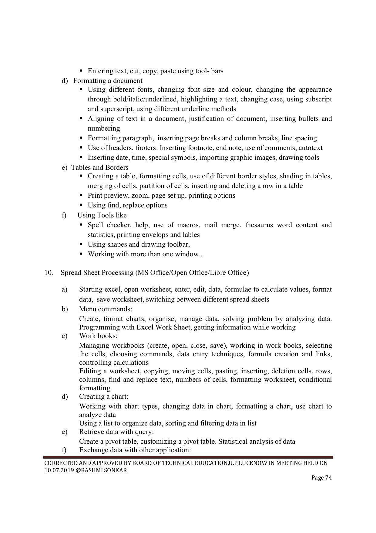 EFFECTIVE FROM JULY 2019-20 - SIX SEMESTER DIPLOMA COURSE IN CIVIL ENGINEERING (ENVIR. POLL. &CON) - Page 74