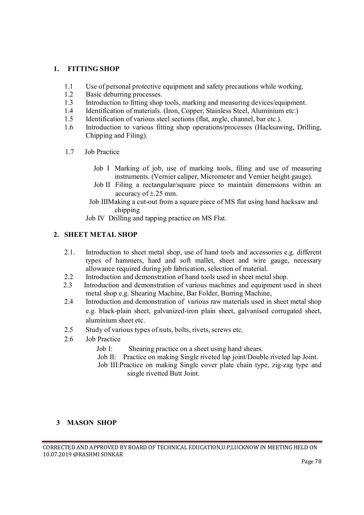 EFFECTIVE FROM JULY 2019-20 - SIX SEMESTER DIPLOMA COURSE IN CIVIL ENGINEERING (ENVIR. POLL. &CON) - Page 78