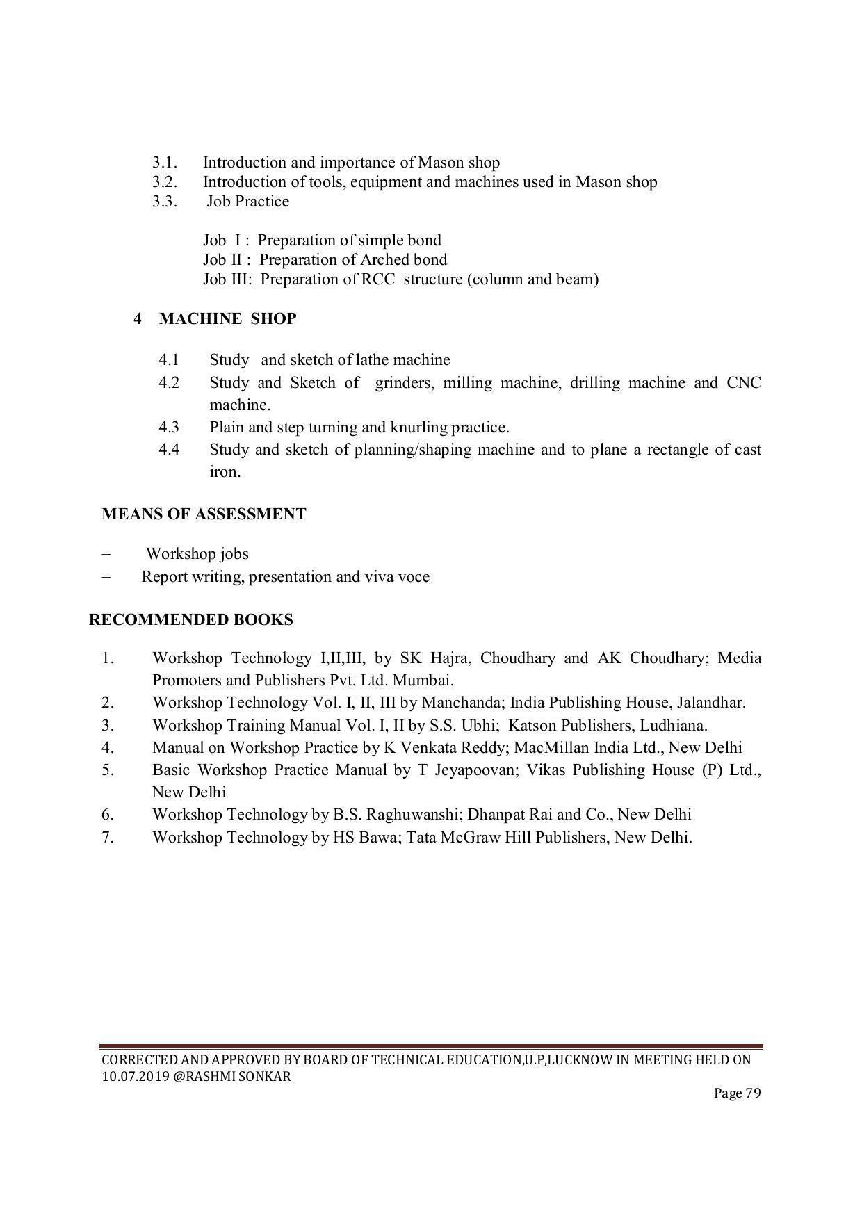 EFFECTIVE FROM JULY 2019-20 - SIX SEMESTER DIPLOMA COURSE IN CIVIL ENGINEERING (ENVIR. POLL. &CON) - Page 79