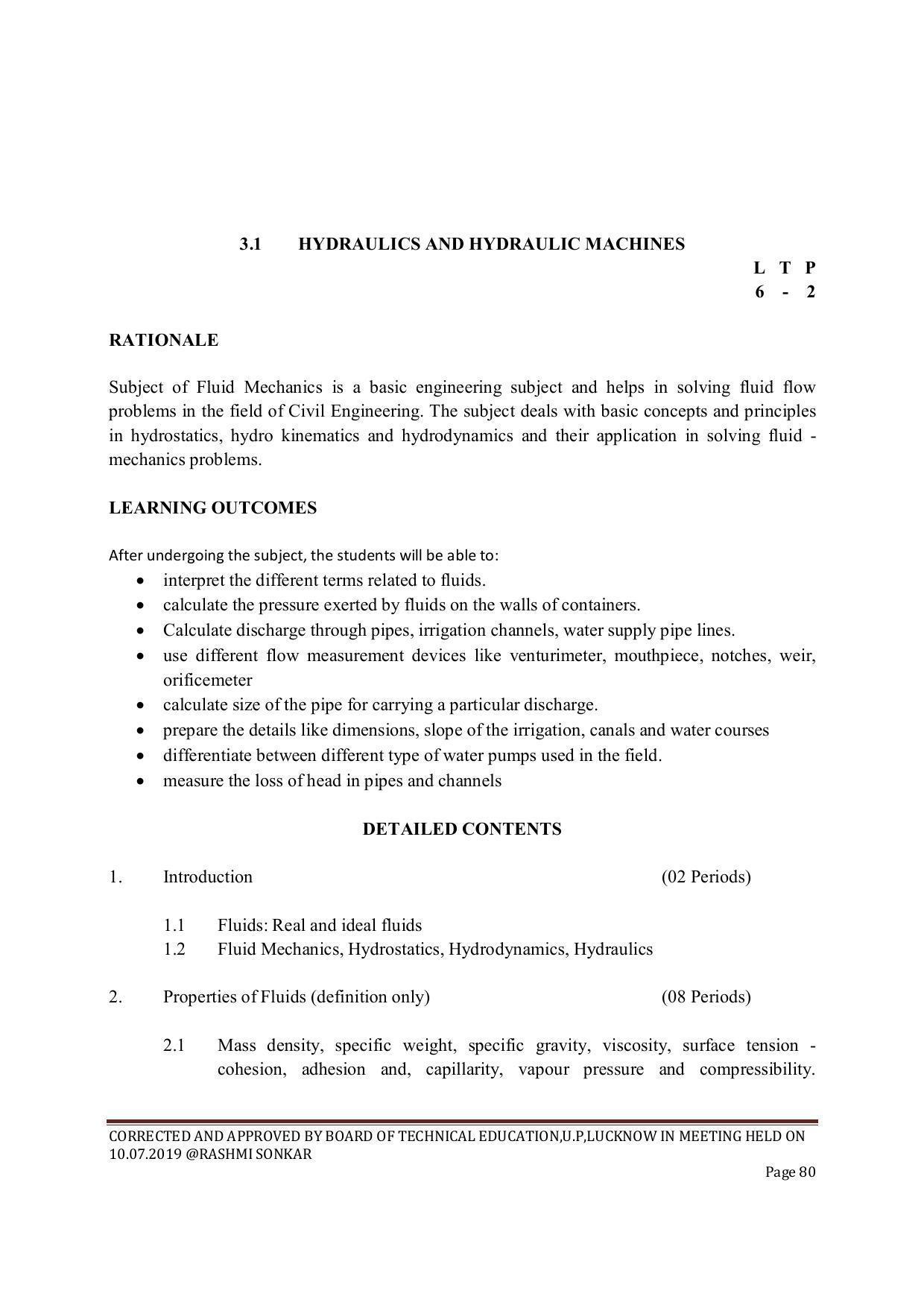 EFFECTIVE FROM JULY 2019-20 - SIX SEMESTER DIPLOMA COURSE IN CIVIL ENGINEERING (ENVIR. POLL. &CON) - Page 80