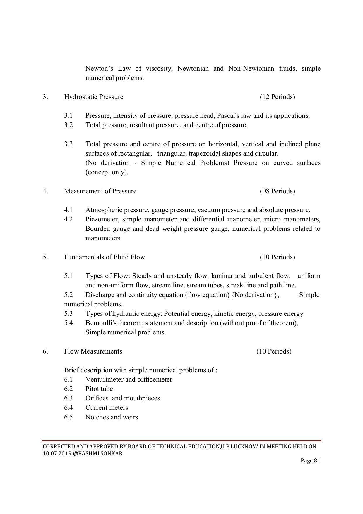EFFECTIVE FROM JULY 2019-20 - SIX SEMESTER DIPLOMA COURSE IN CIVIL ENGINEERING (ENVIR. POLL. &CON) - Page 81
