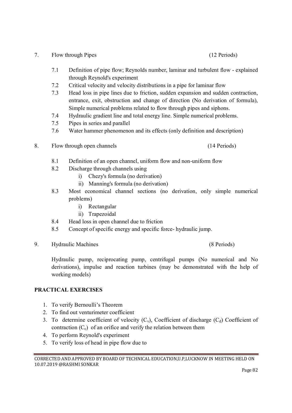 EFFECTIVE FROM JULY 2019-20 - SIX SEMESTER DIPLOMA COURSE IN CIVIL ENGINEERING (ENVIR. POLL. &CON) - Page 82