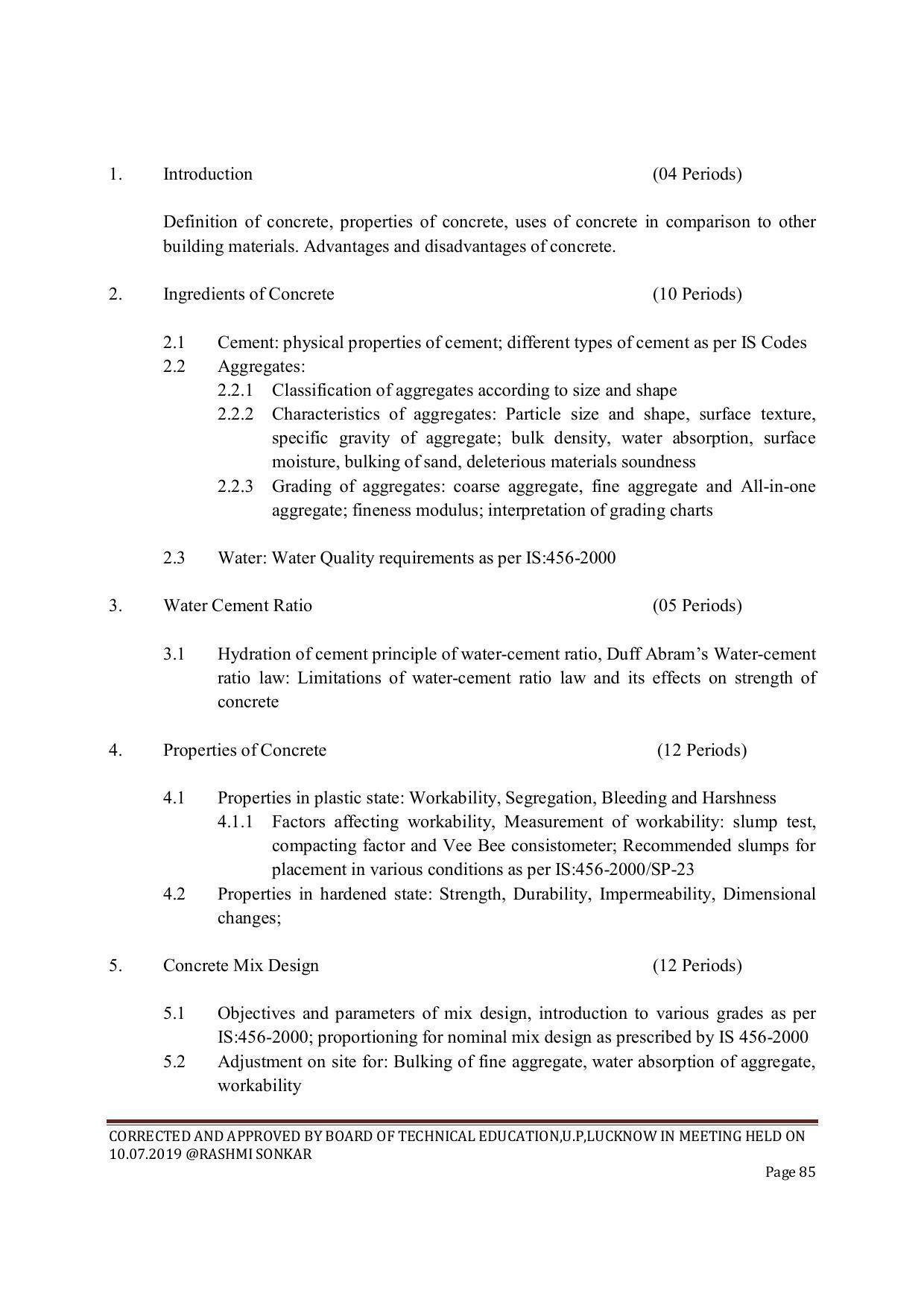 EFFECTIVE FROM JULY 2019-20 - SIX SEMESTER DIPLOMA COURSE IN CIVIL ENGINEERING (ENVIR. POLL. &CON) - Page 85