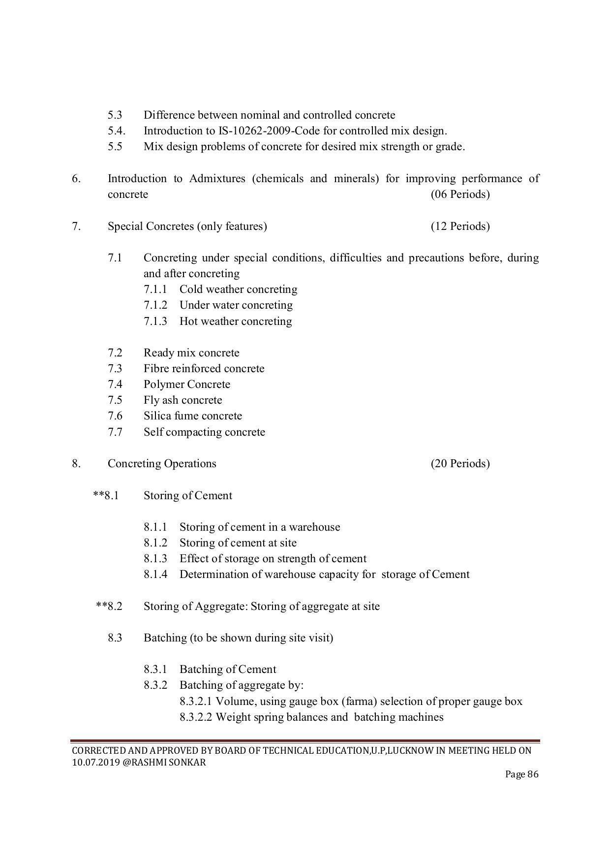 EFFECTIVE FROM JULY 2019-20 - SIX SEMESTER DIPLOMA COURSE IN CIVIL ENGINEERING (ENVIR. POLL. &CON) - Page 86