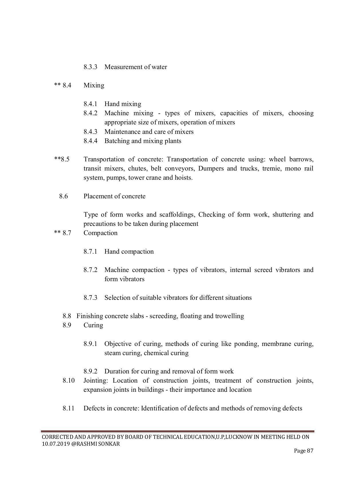EFFECTIVE FROM JULY 2019-20 - SIX SEMESTER DIPLOMA COURSE IN CIVIL ENGINEERING (ENVIR. POLL. &CON) - Page 87