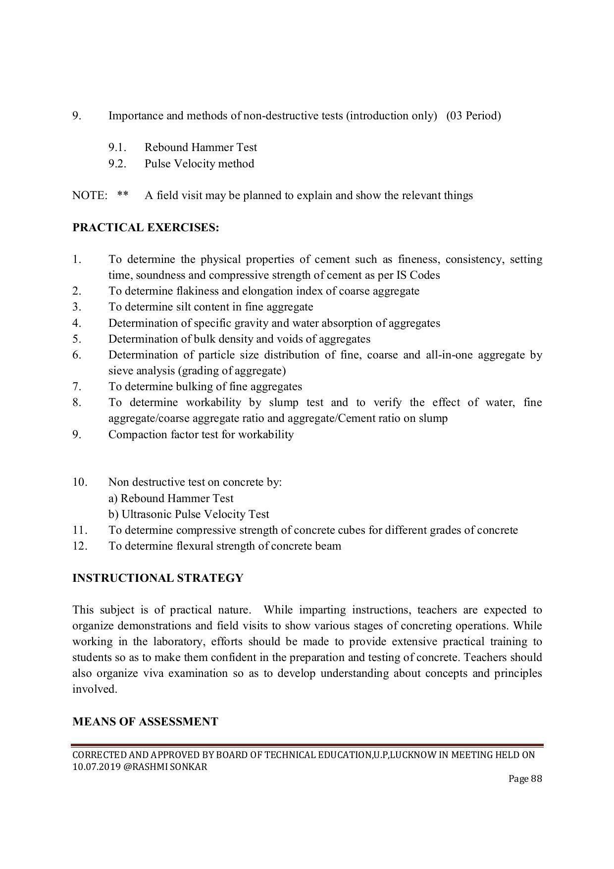 EFFECTIVE FROM JULY 2019-20 - SIX SEMESTER DIPLOMA COURSE IN CIVIL ENGINEERING (ENVIR. POLL. &CON) - Page 88