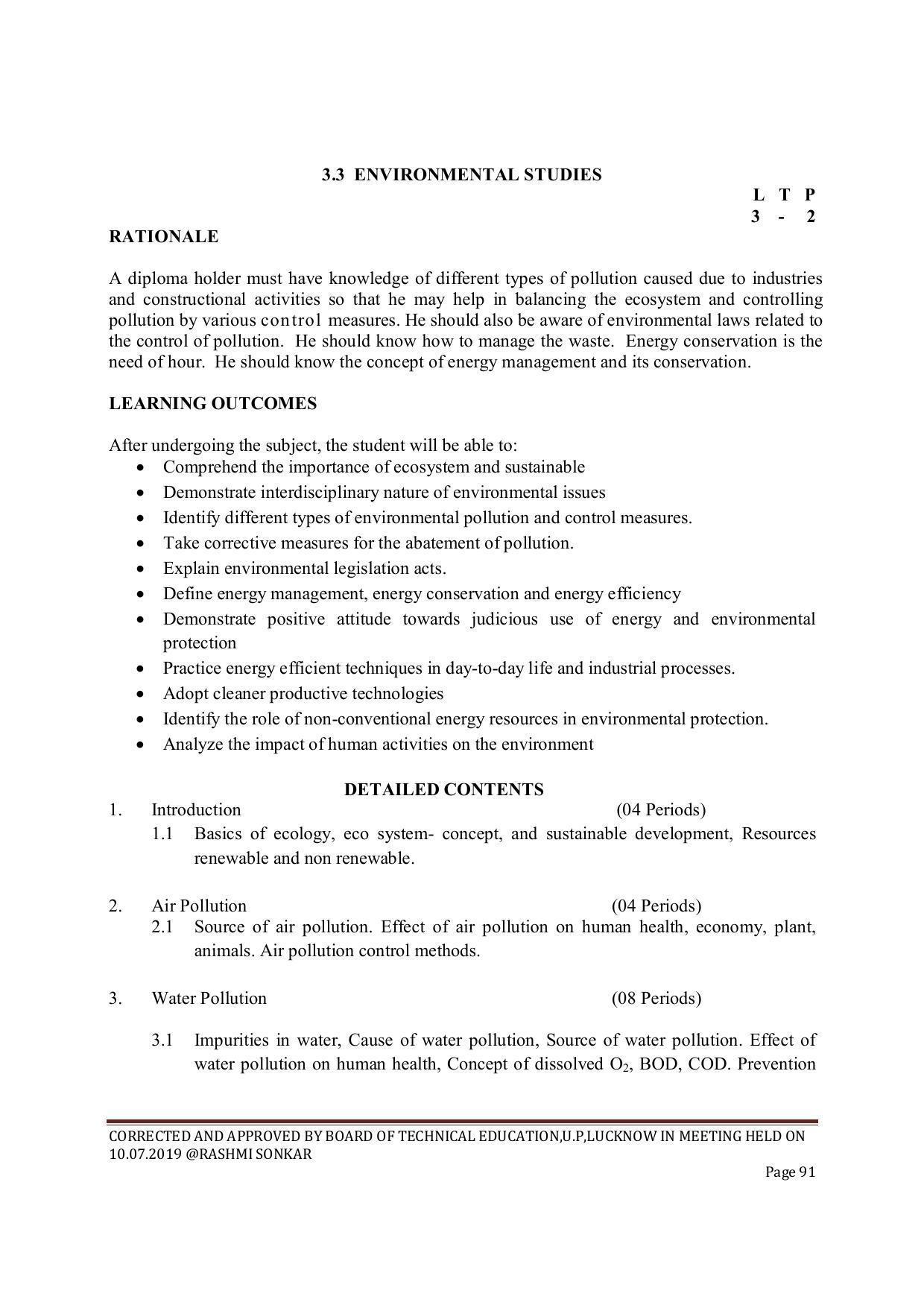 EFFECTIVE FROM JULY 2019-20 - SIX SEMESTER DIPLOMA COURSE IN CIVIL ENGINEERING (ENVIR. POLL. &CON) - Page 91