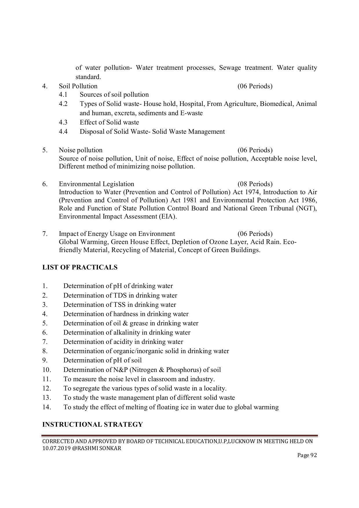 EFFECTIVE FROM JULY 2019-20 - SIX SEMESTER DIPLOMA COURSE IN CIVIL ENGINEERING (ENVIR. POLL. &CON) - Page 92