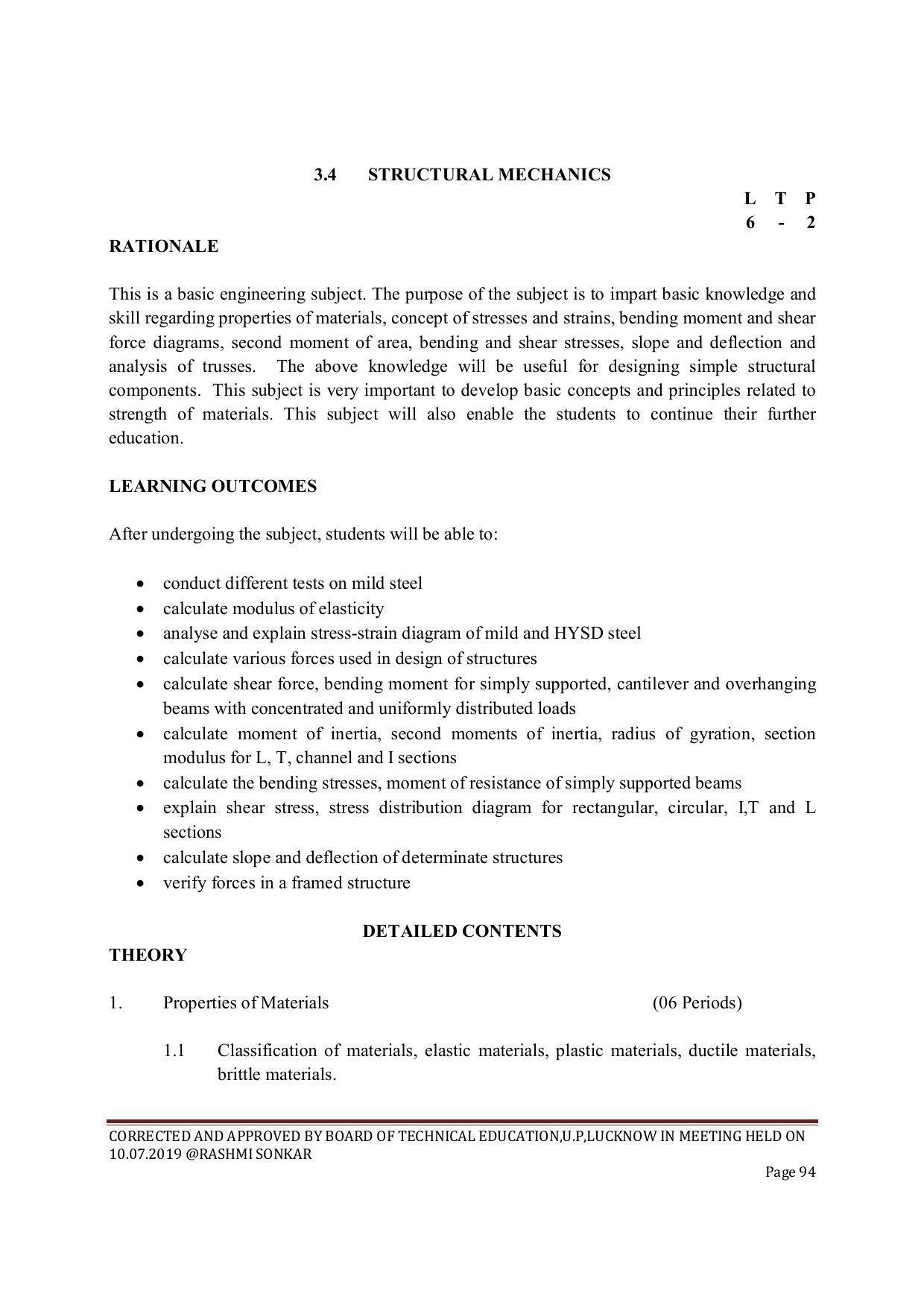 EFFECTIVE FROM JULY 2019-20 - SIX SEMESTER DIPLOMA COURSE IN CIVIL ENGINEERING (ENVIR. POLL. &CON) - Page 94