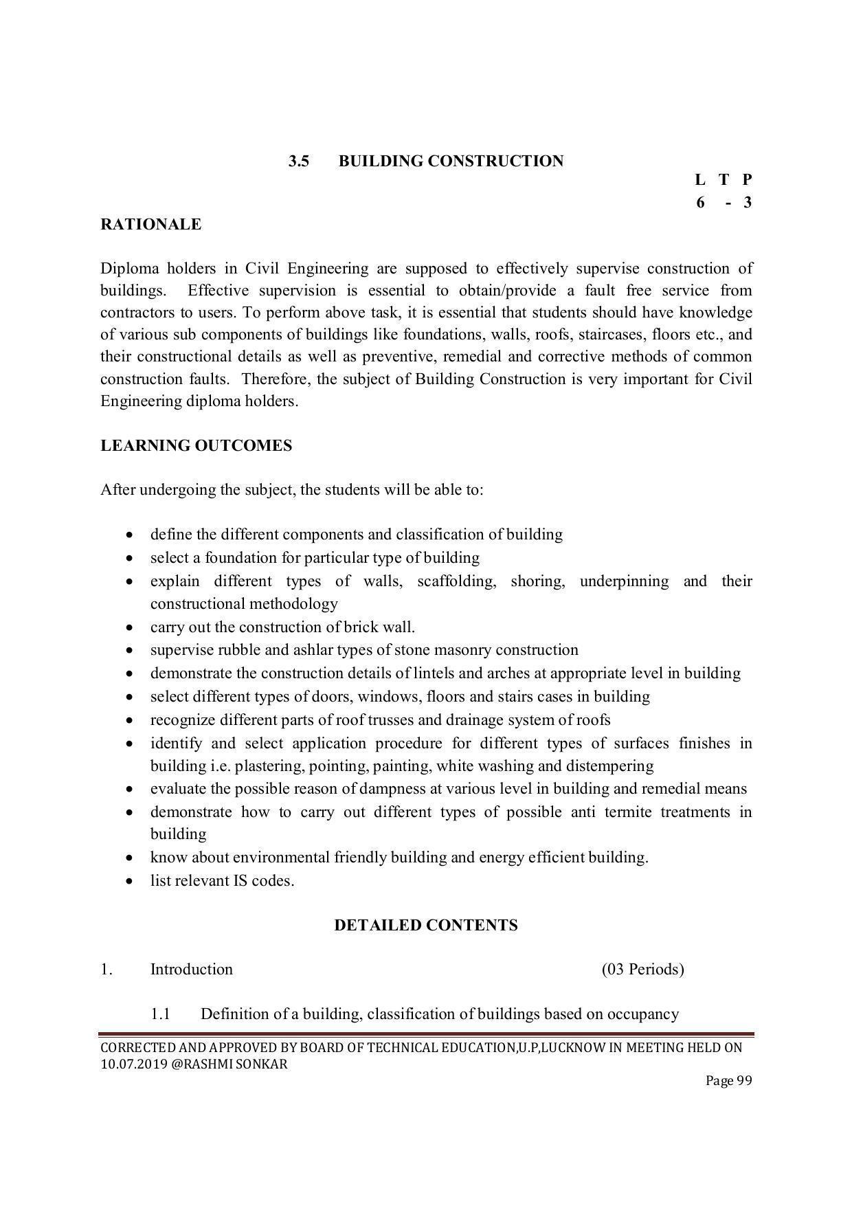 EFFECTIVE FROM JULY 2019-20 - SIX SEMESTER DIPLOMA COURSE IN CIVIL ENGINEERING (ENVIR. POLL. &CON) - Page 99