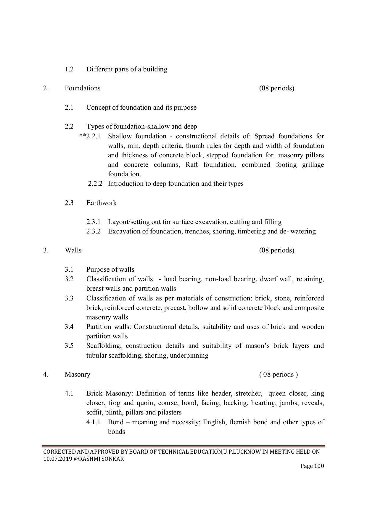EFFECTIVE FROM JULY 2019-20 - SIX SEMESTER DIPLOMA COURSE IN CIVIL ENGINEERING (ENVIR. POLL. &CON) - Page 100