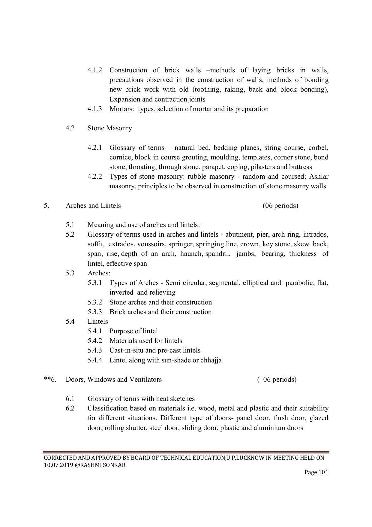 EFFECTIVE FROM JULY 2019-20 - SIX SEMESTER DIPLOMA COURSE IN CIVIL ENGINEERING (ENVIR. POLL. &CON) - Page 101